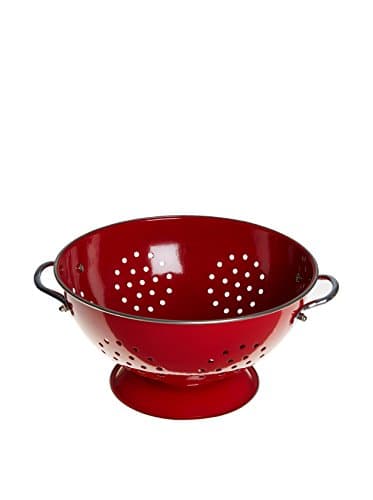 Image of Premier Housewares Enamel Retro Colander, Stainless Steel Pasta Strainer - Red