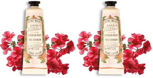 Image of Panier des Sens – Geranium Mini Hand Cream - Hand Cream for very Dry Hands and Skin - for Women and Men - Almond & Olive Oil - Vegan Made in France 96% Natural Ingredients - 30ml (Pack of 2)