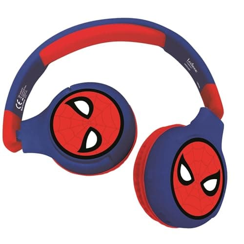 Image of LEXIBOOK, Spiderman, 2-in-1 Bluetooth Headphones Stereo Wireless Wired, Kids Safe for Boys Girls, Foldable, Adjustable, red/blue, HPBT010SPLXB