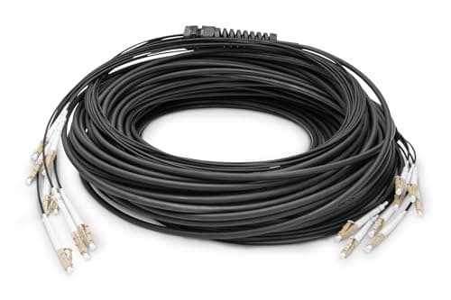 Image of DIGITUS DK-24338U075BK-BBB – Fibre Optic Cable OM4 – 75 m – LC (UPC) to LC (UPC) – 8 Fibres Breakout Cable – 1/10/40/100 Gbit/s – MM Multimode Fibre Optic Cable – Fibre: 50/125 µ – Black