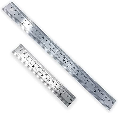 Image of MSC Stainless Steel Metal Shatterproof Straight Edge Metric Ruler Ideal for Sewing (15cm 30cm), 122