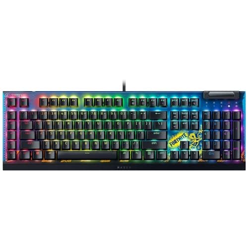 Image of Razer BlackWidow V4 X - Fortnite Edition Mechanical Gaming Keyboard with RGB (Yellow Switches, 6 custom macro keys, Doubleshot ABS keycaps) QWERTY US-Layout | Fortnite
