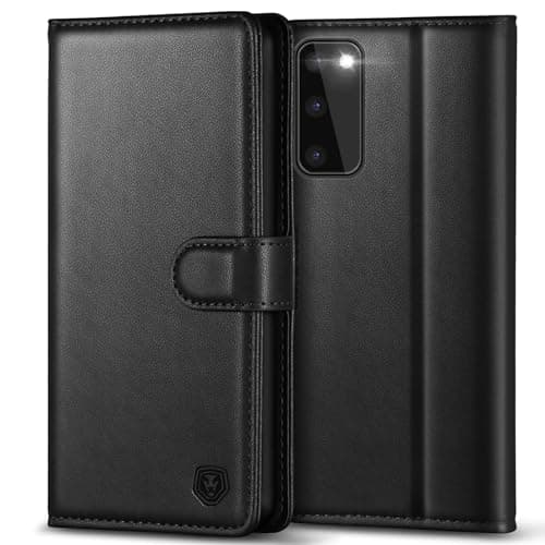 Image of Kuafcase for Samsung S20 Case, Wallet Leather Flip Case with 4 Card Slots Magnetic Closure Kickstand Shockproof Protective Phone Case for Samsung Galaxy S20 - Black