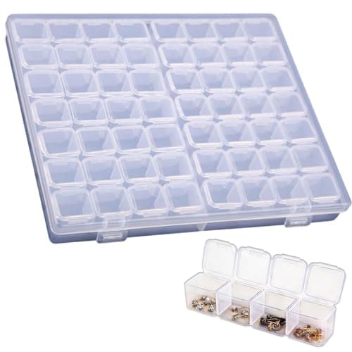 Image of 56 Grids Organiser Storage Box - Bead Storage Box - Clear Plastic Jewellery Organisers Container Transparent Organiser Boxes for Jewelry, Beads, Art DIY, Diamond, Small Parts & Crafts Accessories (1)