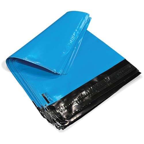 Image of JeeJaan® 50 Pcs of Baby Blue Mailing Bags 10 x 14 in Postage Bags Medium Parcel Bags 250 x 350mm Self-Seal Closure Packaging Bags, Delivery Mailing Bags Tempered Proof Courier Mail Pouch Sacks