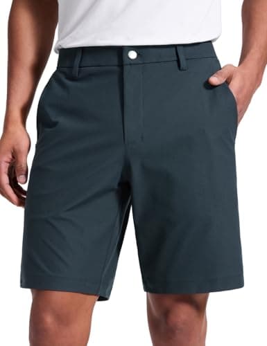Image of CRZ YOGA Men's All-Day Comfy Golf Shorts - 9'' Stretch Lightweight Casual Work Flat Front Pants with Pockets True Navy 31W