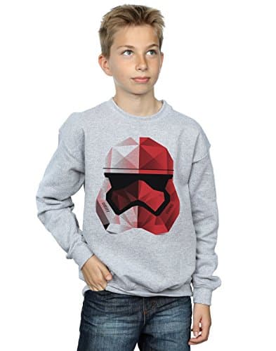 Image of Star Wars Boys The Last Jedi Stormtrooper Red Cubist Helmet Sweatshirt 12-13 Years Sport Grey