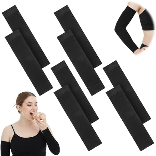 Image of APLZGMG 4Pairs Slimming Arm Sleeves for Women, Upper Arm Compression Sleeve, Plus Size Arms Shaper Sleeve, Elastic Slimming Fitness Shapers for Sun Protection Tattoo Cover up(Black)