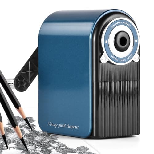Image of TUUGOTOUU Manual Pencil Sharpener Desktop Pencil Sharpener with Container Adjustable in 7 Grades of Thickness Suitable for Kids,Artists,Students,and Office (Blue 1)