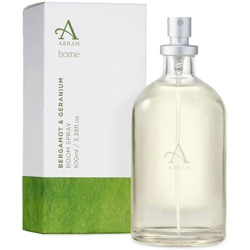 Image of Arran Sense of Scotland Bergamot & Geranium Home Scented Room Spray Mist Air Freshener (100ml) Tender Green Bergamot & Citrus Intertwined with Natural Warm Geranium