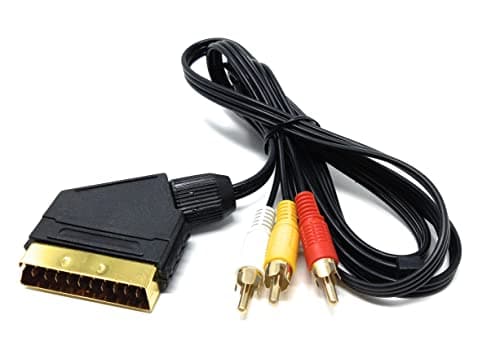 Image of DRUT 1.5M SCART to 3 RCA Male Cable Audio Video AV Adapter Cable Composite AV Connector Audio/Video Converter for TV DVD VCRs Game Console