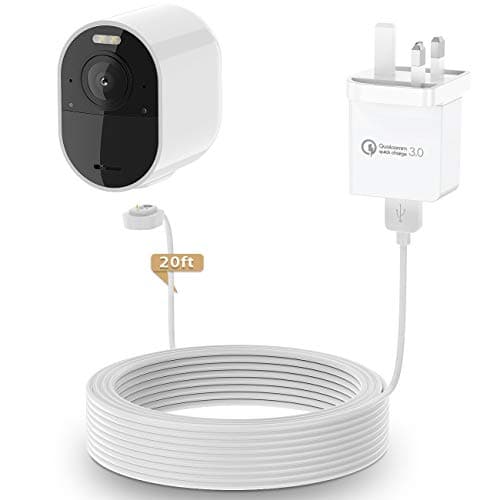 Image of HOLACA Power Adapter/Battery Charger for Arlo Ultra Ultra 2 Arlo Pro 3 Pro 4 Pro 5 with 20ft/6m Magnetic Charging Cable (Not suitable for Arlo Pro 3 Outdoor Floodlight Camera)