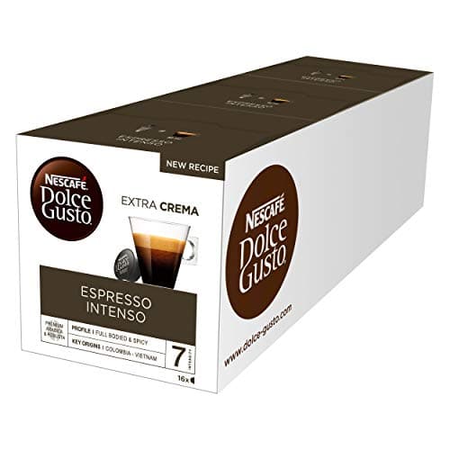 Image of NESCAFÉ Dolce Gusto Espresso Intenso Coffee Pods, 16 capsules (48 Servings, Pack of 3, Total 48 Capsules)