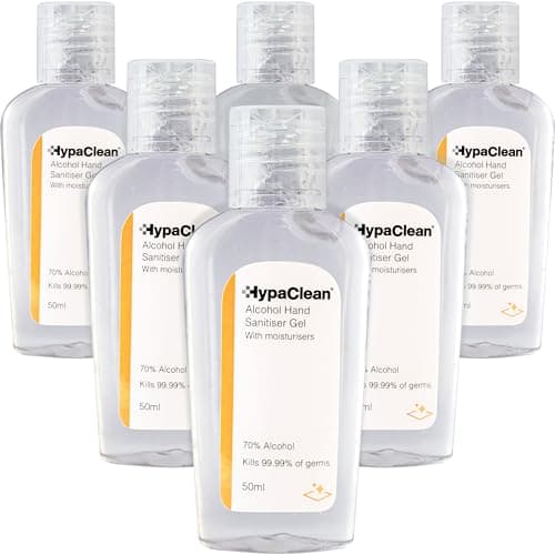 Image of Safety First Aid Group HypaClean Antibacterial Alcohol Hand Gel 50ml Travel Size, Pack 6