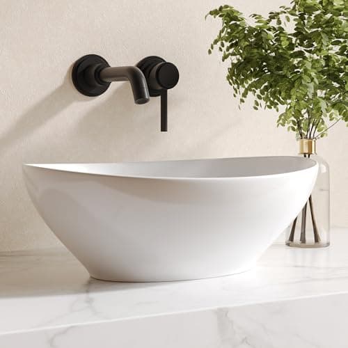 Image of Bathroom Vessel Sink, DeerValley Ceramic Oval Countertop Basin, Above Counter Wash Basin Modern Vanity Sink Art Deco Basin - 40 x 33 x 14.5cm