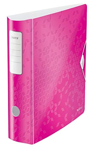 Image of Leitz Lever Arch File, Metallic pink, A4, Curved spine 75mm width, Elastic fastening, Light polyfoam, WOW Range, 11060023