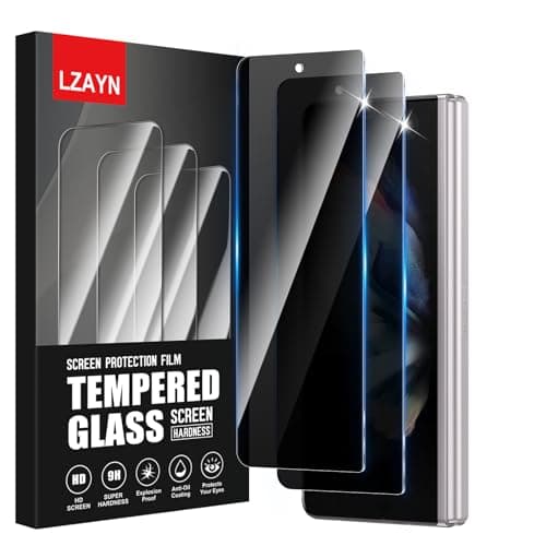 Image of LZAYN 2 Pack Privacy Screen Protector for Samsung Galaxy Z Fold 3, Impact-Resistant, Anti-Scratch,Bubble Free, Black Anti Spy Tempered Glass Film, Easy Installation