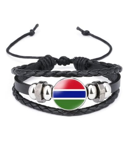 Image of vmcoatdu World Many National Flags Bangle Retro Alloy Leather Bracelet for National Flag Braided Rope Bracelet Bangle, One Size, Metal, alloy