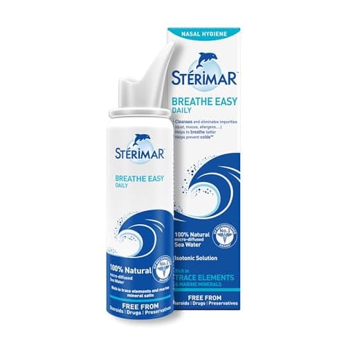 Image of Sterimar Breathe Easy Daily, Nasal Spray, Gentle Nasal Hygiene, Cleanses Impurities,100% Natural Sea Water, Free from Steroids Drug & Preservative, For Adults & Children 3+, 100 ml