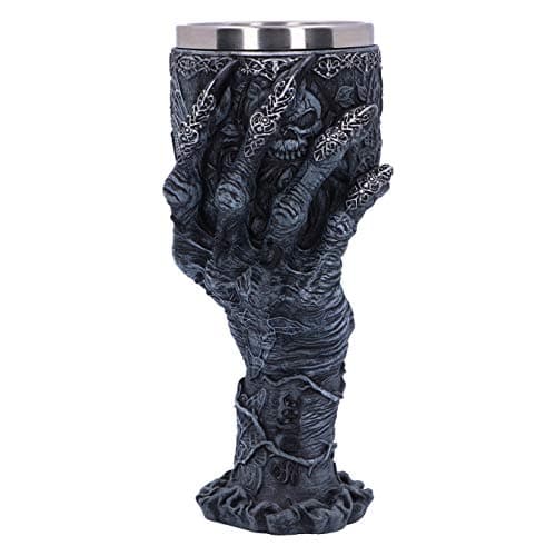 Image of Nemesis Now Baphomet's Grasp Horror Hand Goblet Glass, Polyresin, Black and Silver, 18cm