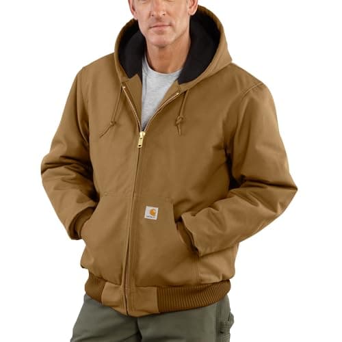 Image of Carhartt Men's Loose Fit Firm Duck Insulated Flannel-lined Active Jacket work utility outerwear, Carhartt Brown, XL UK