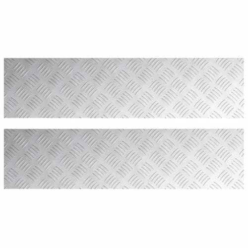 Image of RCODSSK Aluminium Modern Checker Plate Stair Tread 2 Pack, 80 x 20 cm Silver Stair Tread for Indoor Outdoor Use, Durable Non-Slip Step Mat