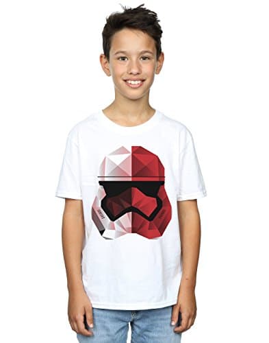 Image of Star Wars Boys The Last Jedi Stormtrooper Red Cubist Helmet T-Shirt 12-13 Years White
