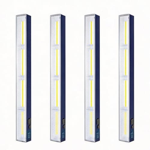 Image of 4 Pack Magnetic Lights Rechargeable 4000 Lumens 7200mAh 40CM Work Light Bar, Inspection Lamp 216 LED Bulbs Waterproof, Portable Lighting with Hook, for Camping, Car Repair, Garage, Workshop Tasks