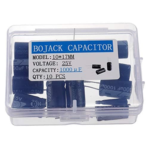 Image of BOJACK 1000uF 25V 10X17mm Capacitors 1000 MFD 25 Volt 0.39x0.67 Inch ±20% Aluminum Electrolytic Capacitors(Pack of 10 Pcs)