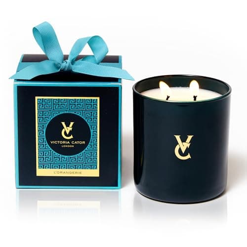 Image of Victoria Cator London Luxury Scented Candle - L’Orangerie - Notes of Citrus, Orange Blossom, Jasmine, Amber, Cedarwood - 2 Wicks with Long Burning Up to 50 Hours - Gift for Your Loved Ones (280g)