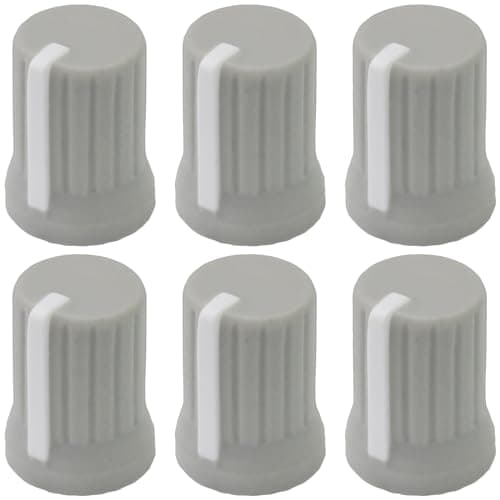 Image of 6mm D-Shaft Hole Rubber Soft Grip Vibrant Colour Body Mixer Knobs Pack of 6 (Light Grey)