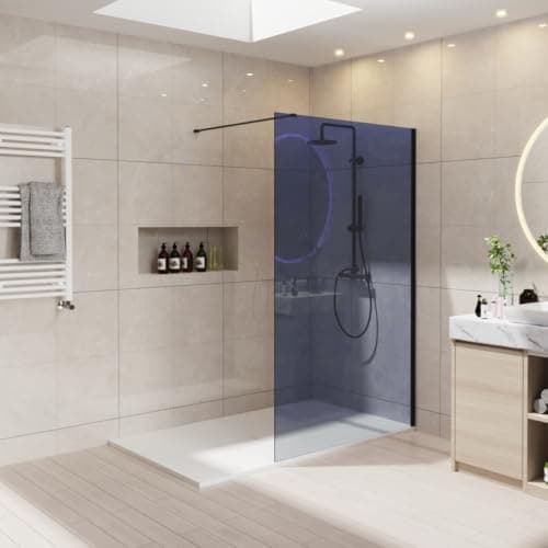 Image of NRG 1200 x 1950mm Walk in Shower Enclosure 8mm Grey Easy Clean Glass Wet Room Screen Panel