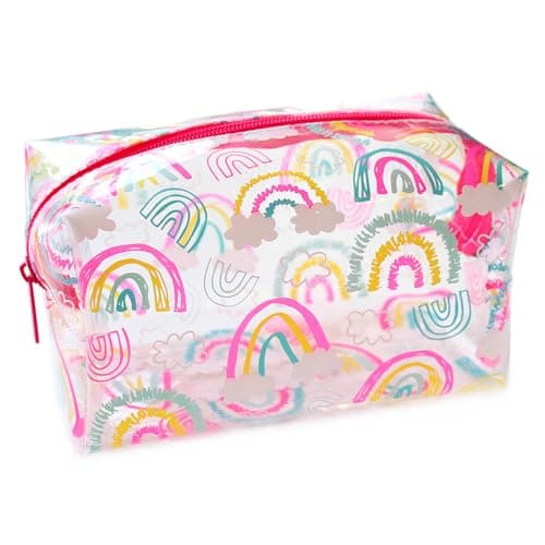 Image of Fashion Stationery Pencil Case for Girls Kids Toddler Clear Pink Rainbow School Pencil Cases or Cosmetic Makeup Toilteries Travel Bag Stocking Fillers for Girls
