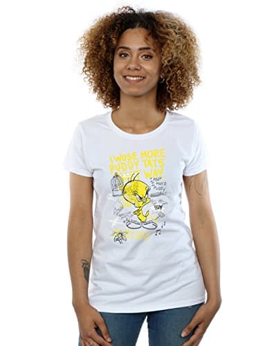 Image of LOONEY TUNES Women's Tweety Pie More Puddy Tats Boyfriend Fit T-Shirt XXX-Large White