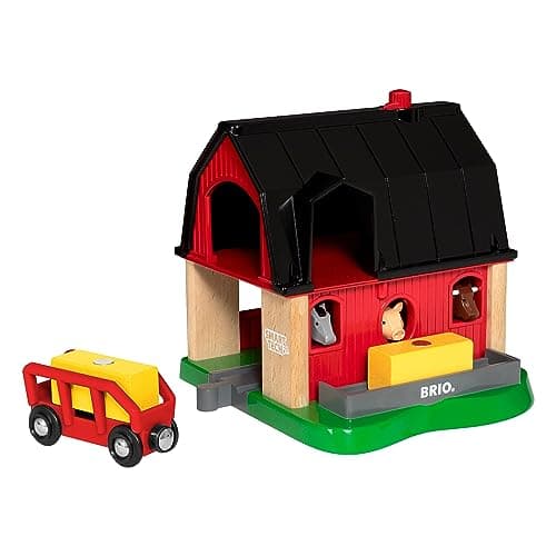 Image of BRIO World Smart Tech Farm Barn for Kids Age 3 Years Up - Compatible with all BRIO Train Sets & Accessories