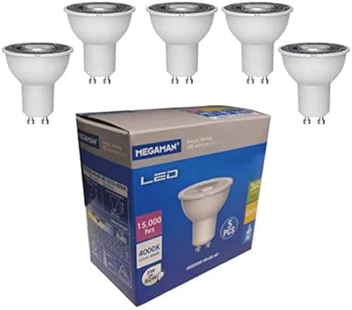 Image of Megaman 5w LED GU10 PAR16 Lamp 5 Pack 36 Degree Kitchen Spotlight 710390 A+ (4000k cool white)
