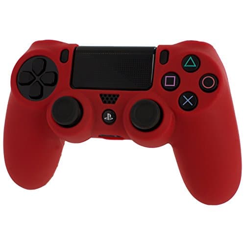 Image of ZedLabz soft silicone skin grip protective cover for Sony PS4 controller rubber bumper case with ribbed handle grip [Playstation 4] - red