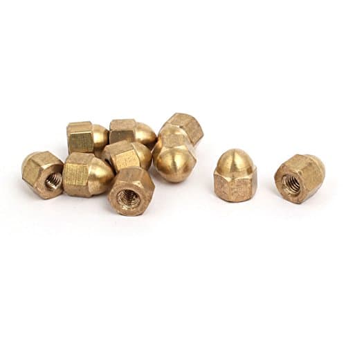 Image of sourcingmap 10pcs M3 Female Thread Nut DIN1587 Dome Cap Head Hex Brass Tone