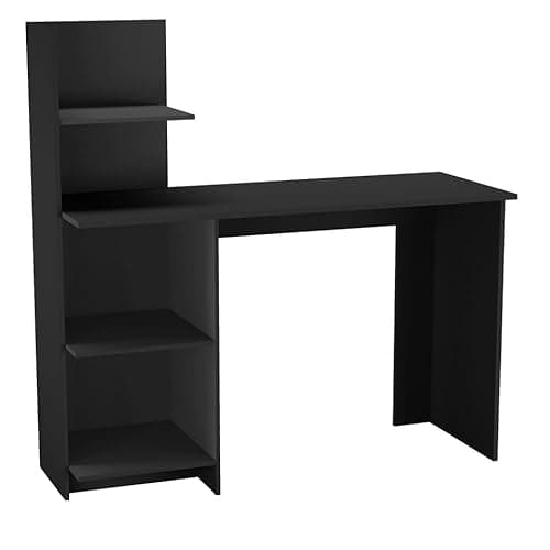 Image of URBNLIVING Computer Desk Workstation with 4 Tier Shelves - Modern Home Office Study Writing Table, Compact & Durable, Storage Organizer