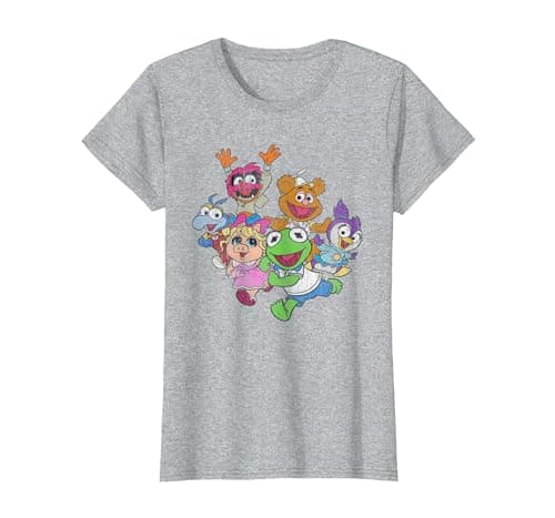 Image of The Muppets Muppet Babies Colour Group T-Shirt, Women, Heather Grey, XX-Large