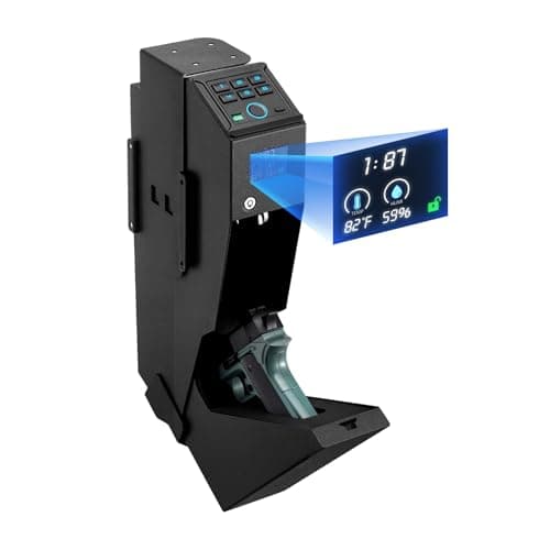 Image of VEVOR Gun Safe, Slider Handgun Gun Safe with Screen, Fingerprint/Password/Key, 3-Way Quick Access Firearm Case Box with LED for 1 Pistol & Magazine, Mounted Gun Box for Nightstand Bedside Desk Car