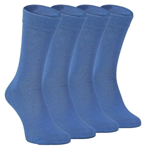 Image of Sock Snob - 4 Pairs Bamboo Finely Knit Thin Super Soft Suit Socks for Men & Women (as8, numeric, numeric_7, numeric_11, regular, regular, Denim Blue)