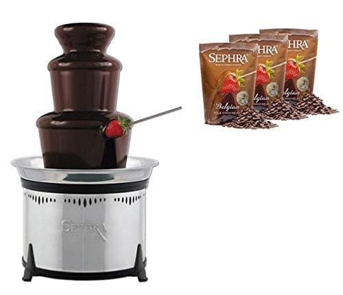 Image of Sephra CF18E Classic Chocolate Fountain – 18" Home Fountain - With 3 x 907g Bags Belgian Chocolate