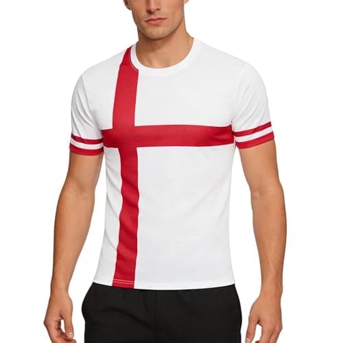 Image of England Football Jerseys for Men Sports Training Jerseys Tops Flag Team Fans Football T-Shirts White L