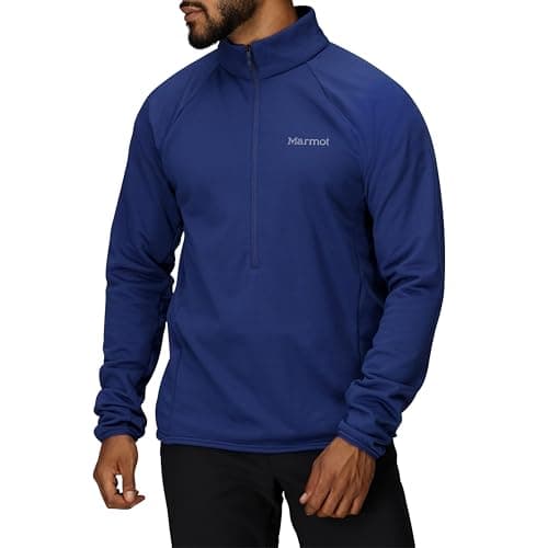Image of Marmot Men's Leconte Fleece 1/2 Zip, Warm Fleece Jacket, 1/2 Zip Jacket, Breathable, Wind Resistant Body Warmer, packable, ideal for hiking & ski layering, Twilight Blue, M