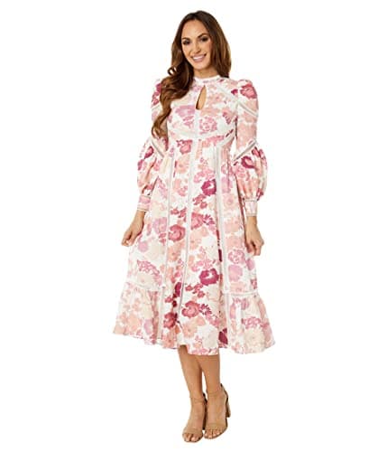 Image of Ted Baker Denissa Out Midi Dress, Dusky Pink, 10-12.