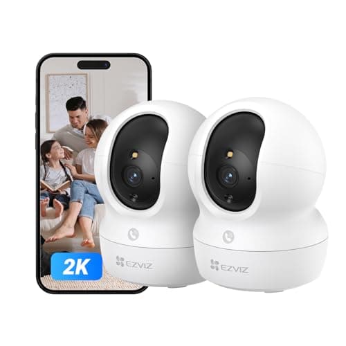 Image of EZVIZ 2 Pack - 2025 2K Indoor Security Camera Wifi, 2.4Ghz Baby Camera Wireless, Pet Camera, 360° Pan Tilt, Smart Colour Night Vision, Auto Tracking, Two-Way Audio, Sleep Mode