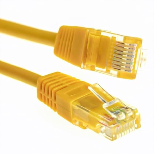 Image of kenable Yellow Ethernet Cable Cat5e RJ45 Network Patch Lead UTP Full Copper 1m