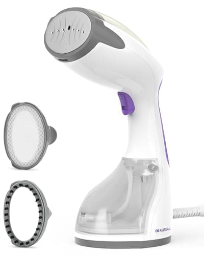 Image of BEAUTURAL Clothes Steamer, Portable Handheld Steamer, Garment Fabric Wrinkles Remover, 30-Second Fast Heat-up, Auto-Off, Large Detachable Water Tank, Grey