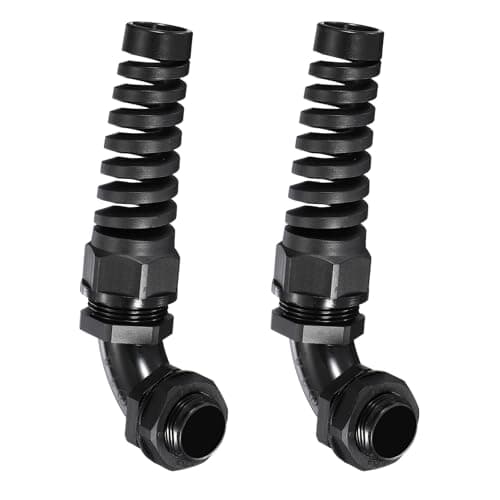 Image of sourcing map 2Pcs M20 Cable Gland with Strain Relief, 90 Degree Elbow Nylon Joint IP68 Waterproof Spiral Adjustable Cord Connector for 6-11mm Wire